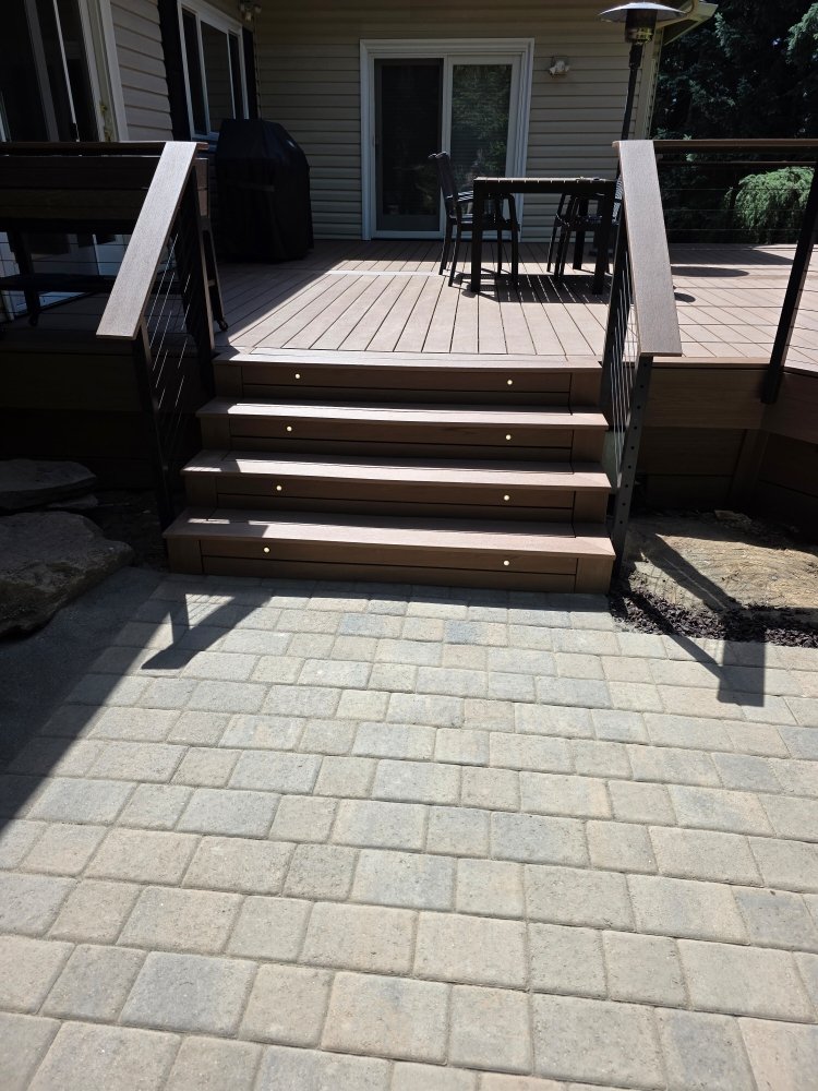 Composite Deck & Paver Patio built by our crew in Northwest Portland